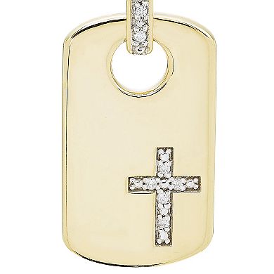 Boston Bay Diamonds 14k Gold Over Sterling Silver Diamond Accent Cross Dog Tag Pendant Necklace