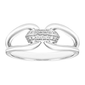 Boston Bay Diamonds Sterling Silver Diamond Accent Split Shank Curved Ring