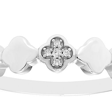 Boston Bay Diamonds Sterling Silver Diamond Accent Quatrefoil Stackable Ring