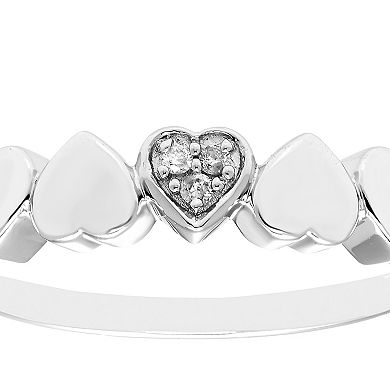 Boston Bay Diamonds Sterling Silver Diamond Accent Heart Stackable Ring