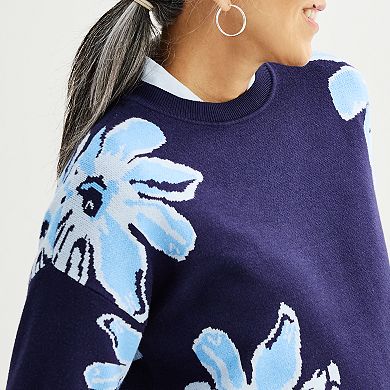 Women's Jaclyn Smith Crew Neck Floral Pullover Top