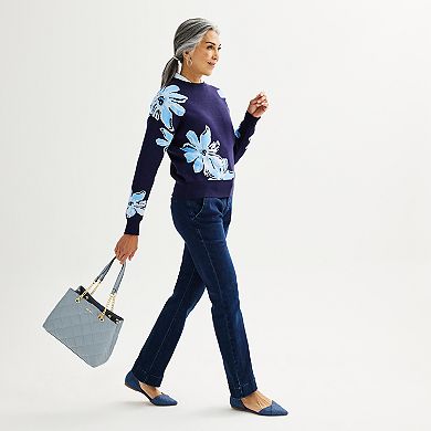 Women's Jaclyn Smith Crew Neck Floral Pullover Top