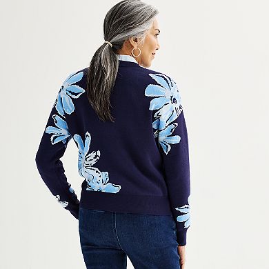 Women's Jaclyn Smith Crew Neck Floral Pullover Top