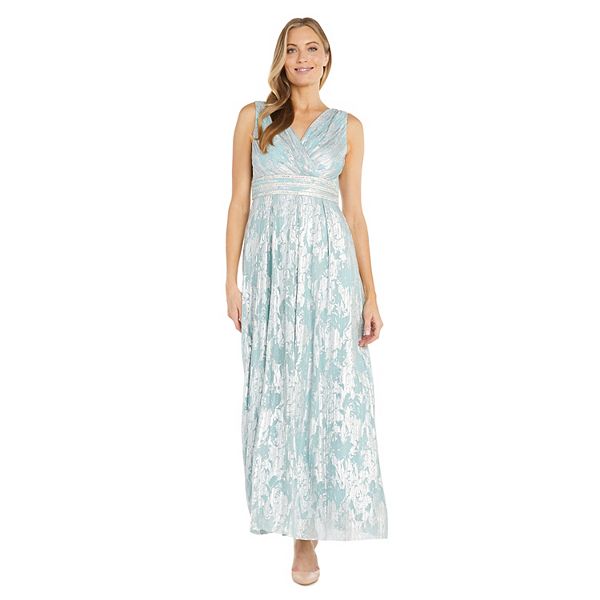 Pleated Maxi Dress with Rhinestone Waist - Understated Glamour
