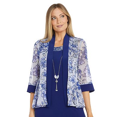 Women's R&M Richards Jacket, Dress, And Detachable Necklace