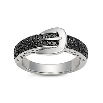 HDI Sterling Silver 1/2 Carat T.W. Black Diamond Buckle Ring