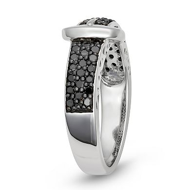 HDI Sterling Silver 1/2 Carat T.W. Black Diamond Buckle Ring