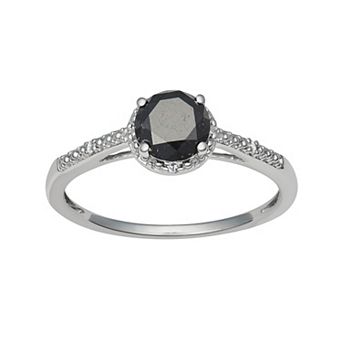 HDI Sterling Silver 1 Carat T.W. Black Diamond Solitaire Ring