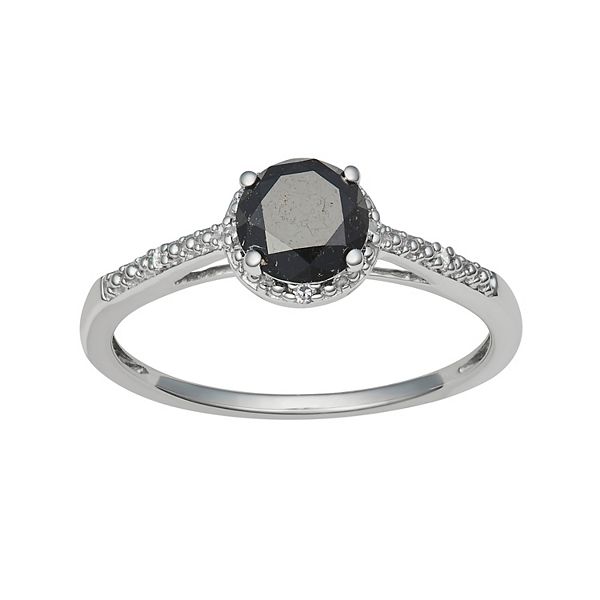HDI Sterling Silver 1 Carat T.W. Black Diamond Solitaire Ring