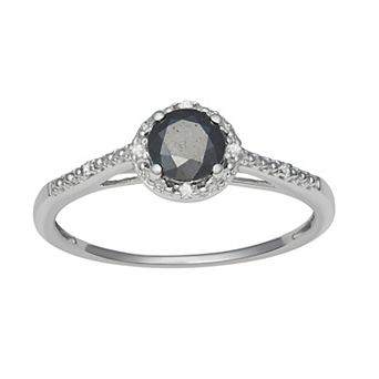 HDI Sterling Silver 1/2 Carat T.W. Black Diamond Solitaire Ring