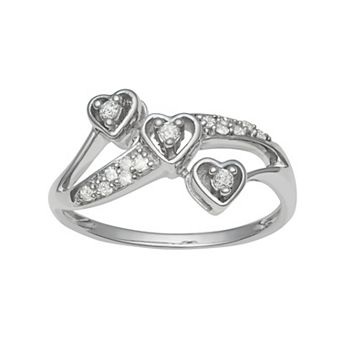 HDI Sterling Silver 1/6 Carat T.W. Diamond Heart Ring