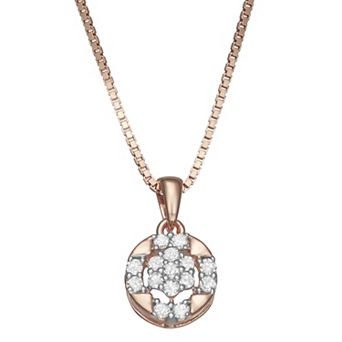 HDI Rose Gold Over Silver 1/5 Carat T.W. Diamond Pendant Necklace