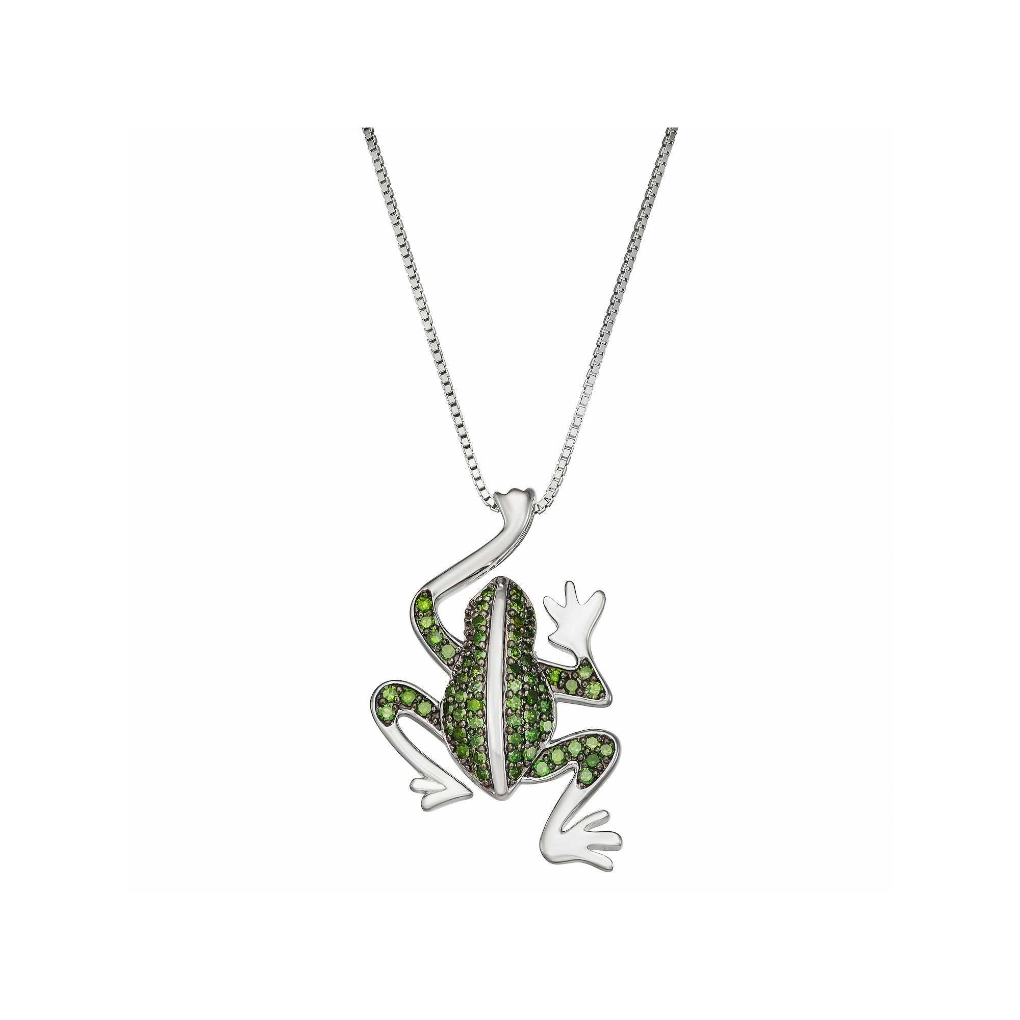 HDI Sterling Silver 1/3 Carat T.W. Diamond Frog Pendant Necklace, Womens,