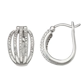 HDI Sterling Silver 1/4 Carat T.W. White Diamond Hoop Earrings