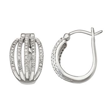 HDI Sterling Silver 1/4 Carat T.W. White Diamond Hoop Earrings