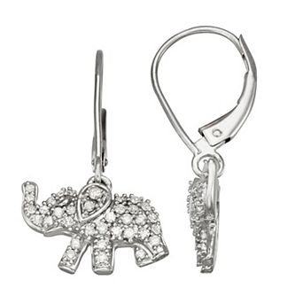 HDI Sterling Silver 3/8 Carat T.W. Diamond Elephant Earrings