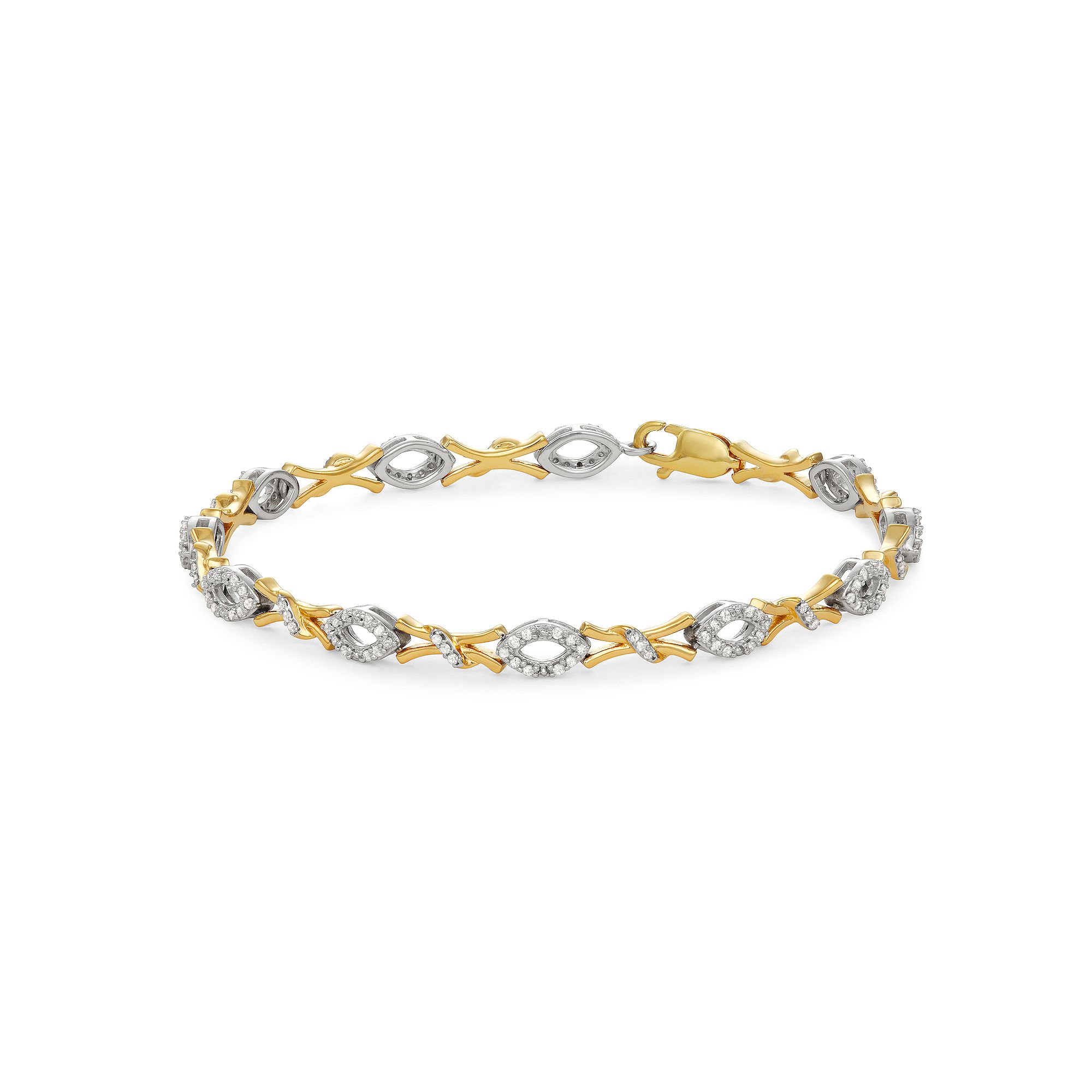 HDI 1/2 Carat T.W. Diamond X O Bracelet, Womens, Size: 7, Sterling