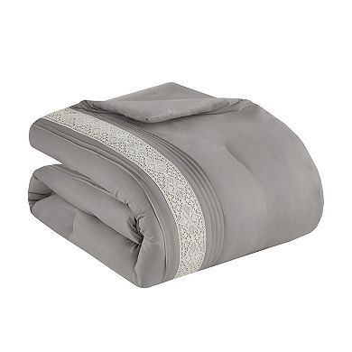 Madison Park Marla 7-Piece Lace Trim Comforter Set with Throw Pillows