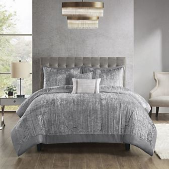 Madison Park Reagan 5 pc Crinkle Velvet Comforter Set with Throw Pillows