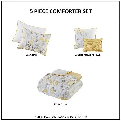Madison Park Pampa 5-Piece Seersucker Comforter Set with Throw Pillows