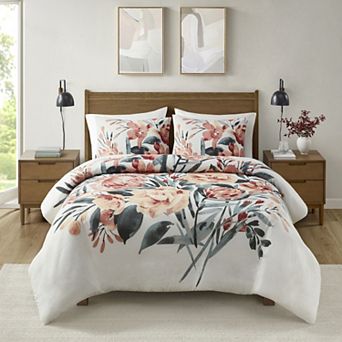 Madison Park Junia 3 pc Floral Cotton Duvet Cover Set