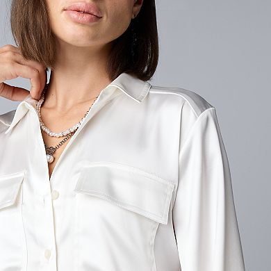 Women's Simply Vera Vera Wang Satin Utility Shirt