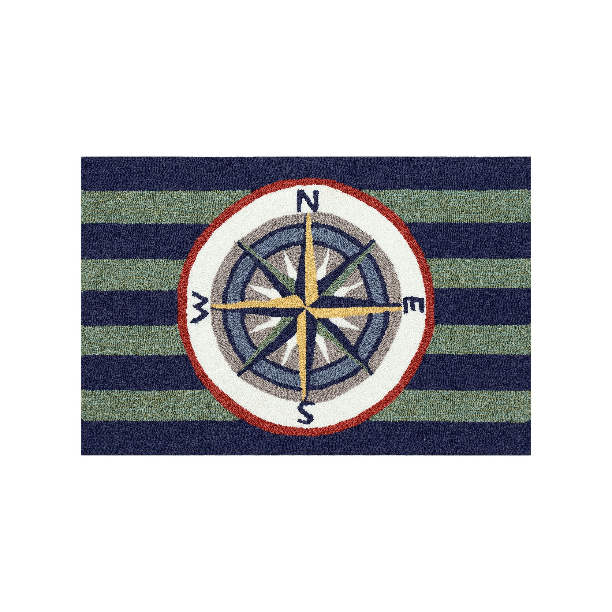 Liora Manne Frontporch Striped Compass Indoor Outdoor Mat, Multi