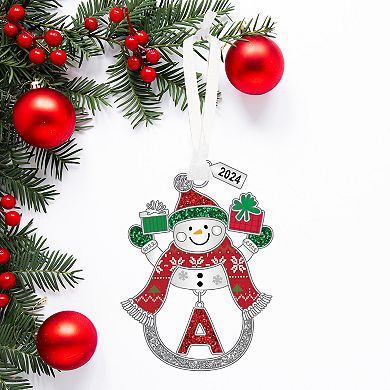 Snowman Monogram Christmas Ornament