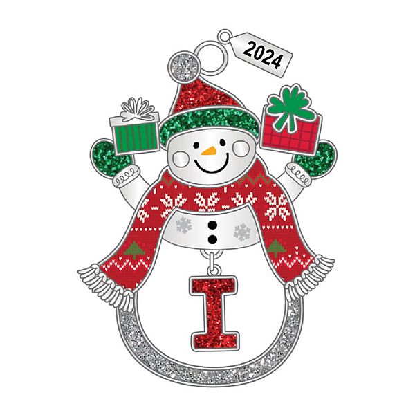 Snowman Monogram Christmas Ornament - I