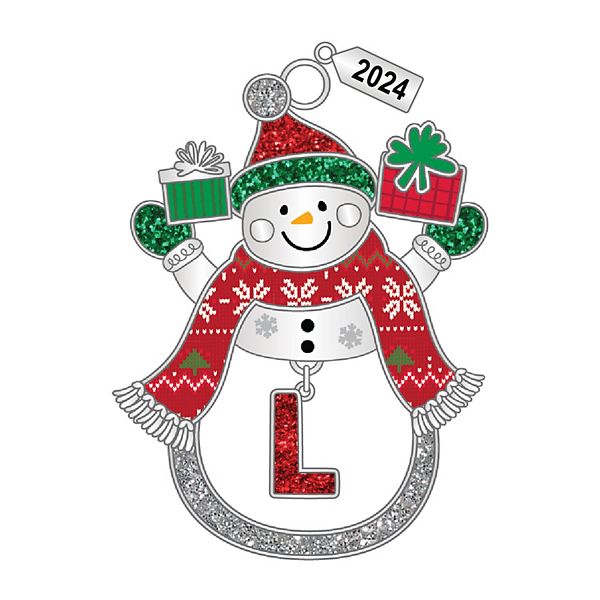 Snowman Monogram Christmas Ornament - L