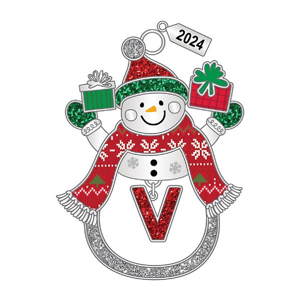 Snowman Monogram Christmas Ornament - V