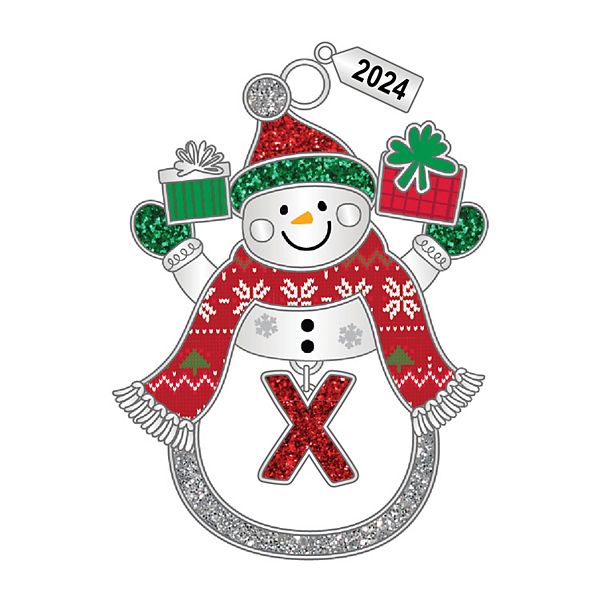 Snowman Monogram Christmas Ornament - X