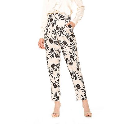 Women's Alexia Admor Zayna Belted Cigarette Pants, Size: 10, Oat Floral