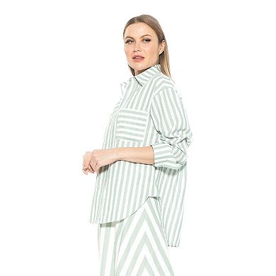 Women's ALEXIA ADMOR Tammi Striped Oversized Boyfriend Shirt