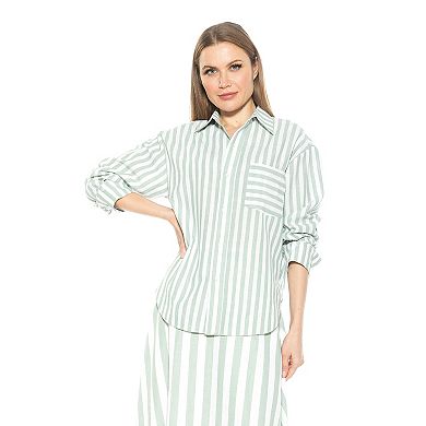 Women's ALEXIA ADMOR Tammi Striped Oversized Boyfriend Shirt
