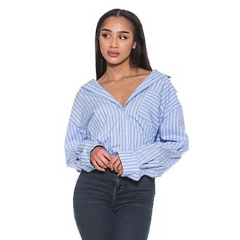 Women's ALEXIA ADMOR Tammi Striped Oversized Boyfriend Shirt