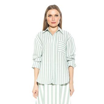 Women's ALEXIA ADMOR Tammi Striped Oversized Boyfriend Shirt