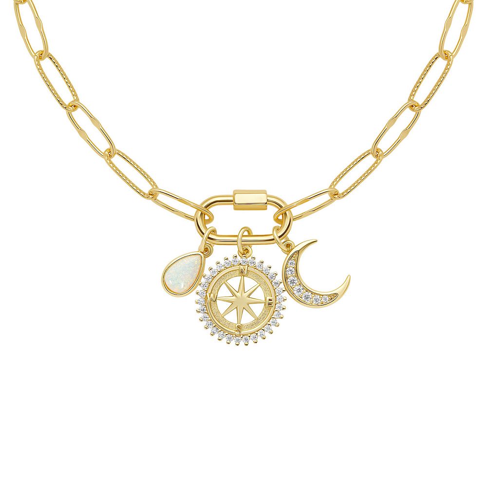 Brilliance Gold Tone Opal Teardrop, Cubic Zirconia Compass Coin ...