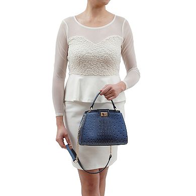 Mellow World Ozzie Ostrich Embossed 2-Compartment Crossbody Bag