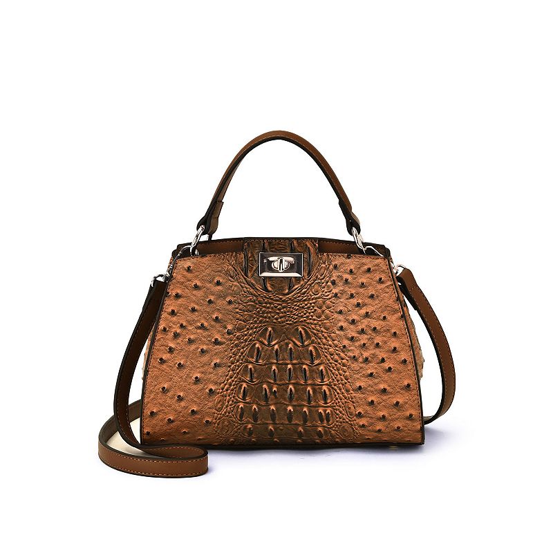 Mellow World Ozzie Ostrich Embossed 2-Compartment Crossbody Bag, Red