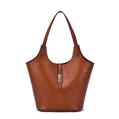 Mellow World Clio Croc Embossed Tote Bag with Wristlet Pouch
