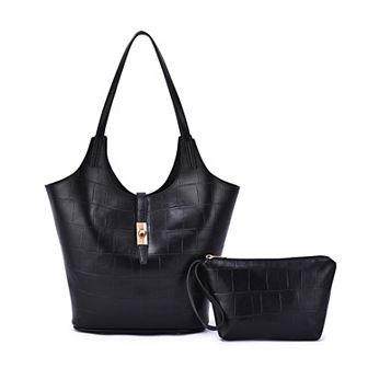 Mellow World Clio Croc Embossed Tote Bag with Wristlet Pouch
