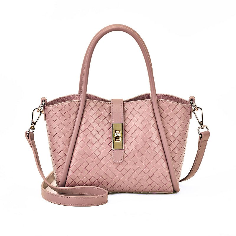 Mellow World Michelle Woven Embossed Crossbody Bag, Misty Pink