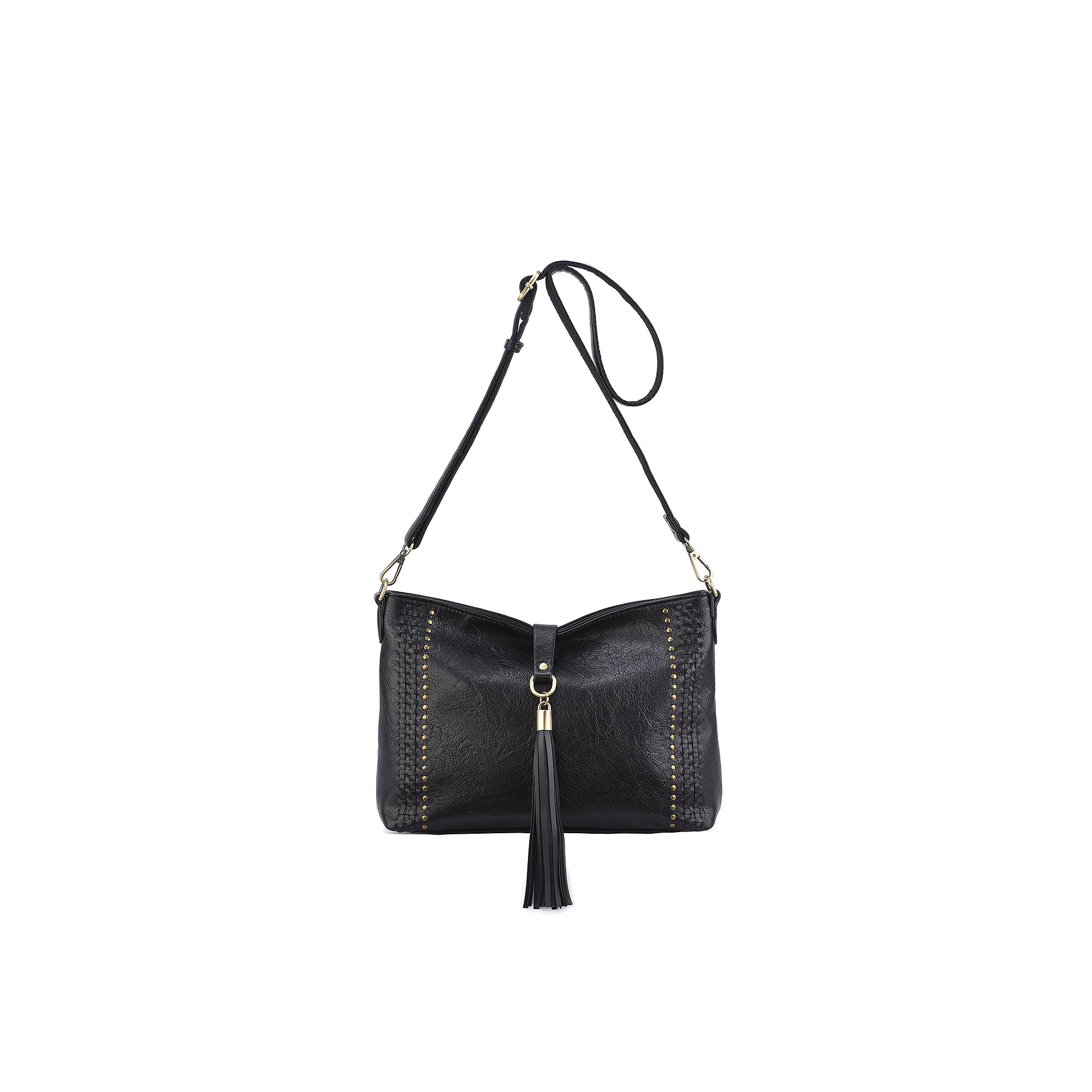 Mellow World Raven Whipstitch & Studded Crossbody Bag, Black