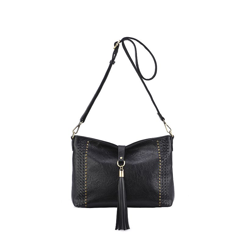 Mellow World Raven Whipstitch & Studded Crossbody Bag, Black