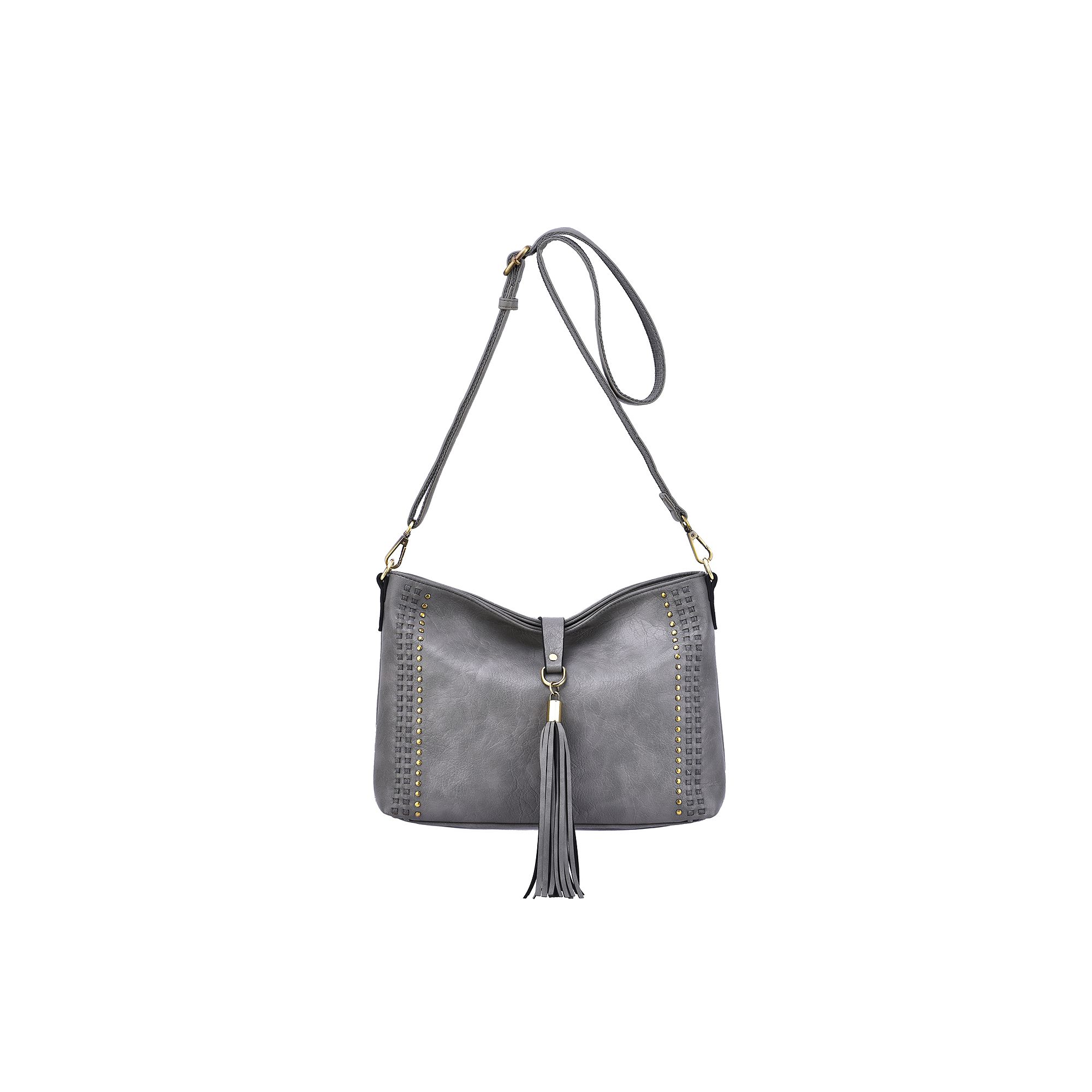 Mellow World Raven Whipstitch & Studded Crossbody Bag, Gray