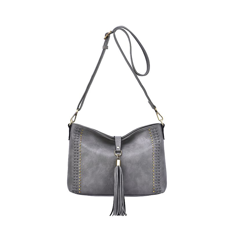 Mellow World Raven Whipstitch & Studded Crossbody Bag, Gray