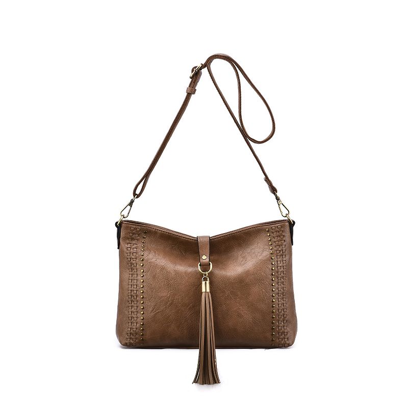 Mellow World Raven Whipstitch & Studded Crossbody Bag, Latte
