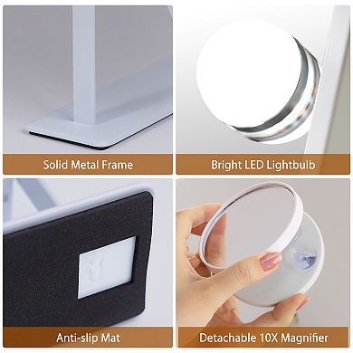 VANITII 9-led Bulbs Hollywood Mirror With Lights 9.84''x11.81'' White
