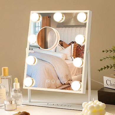 VANITII 9-led Bulbs Hollywood Mirror With Lights 9.84''x11.81'' White